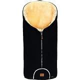 Fillikid Merino Lammfell Fußsack Winterfußsack universal für Babyschale Autositz Gr. 0 Kinderwagen Baby (Schwarz)