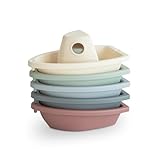 Mushie Badewannenspielzeug 5 Boote für Baby und Kinder ab 1 Jahr | Badespielzeug Planschbecken Wasser Spielzeug aus PP-Kunststoff für Badewanne Badespass | Hergestellt in Dänemark (Original)