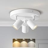 ANWIO GU10 Deckenlampe Dimmbar, Deckenstrahler 3 Flammig Rund, Weiß Deckenleuchte Spot schwenkbar für Küche，Schlafzimmer, mit Leuchtmittel(EUCS-LG11A)