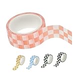 Gadpiparty 5 Rollen Farbiges Washi Tape mit Kariertem Muster Beschreibbar Vielseitig Einsetzbar für Scrapbooking Journaling Fotoalben Umschläge und Kreative DIY Projekte