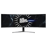 Samsung Odyssey Ultra Wide DQHD Gaming Monitor C49RG94SSP, 49 Zoll, VA-Panel, QLED, DQHD-Auflösung, HDR1000, AMD FreeSync 2 HDR, Bildwiederholrate 120 Hz, Reaktionszeit 4 ms, Dunkelgrauschwarz