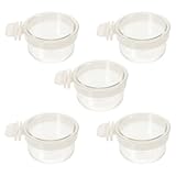 SEWACC 5 Stück Transparente Acryl Vogelfuttersäulen Multifunktionale Papageienschalen mit Aufhängung Bissfestes Vogelfutterhaus für Haushalt und Vogelkäfig