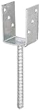 Alberts 214234 U-Pfostenträger | mit Betonanker aus Riffelstahl | feuerverzinkt | lichte Breite 71 mm | Länge Betonanker 200 mm