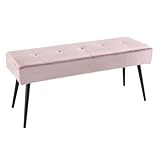 Riess Ambiente Design Sitzbank Boutique 100cm rosa Samt Schwarze Metallbeine, Polsterbank in modernen Stil, Flurmöbel, Esszimmerbank
