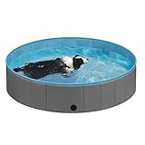 EUGAD Hundepool für große Hunde, faltbares Planschbecken, Hundebadewanne, Swimmingpool, 160x30cm Grau 0021GYYC