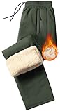 Niwicee Outdoor Hosen für Herren Jogginghose Wasserabweisende Regenhose Thermohose Fleece Gefütterte Trainingshose Sporthose Laufhose Wanderhose mit Reißverschlusstasche Jogger (Armeegrün, M)