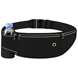 Schlanker Laufgürtel mit Reißverschluss, große Kapazität, wasserabweisend, verstellbare Hüfttasche für Handy, Schlüssel und wichtige Dinge, ideal zum Laufen, Wandern und Fitness, Schwarz , Schwarz