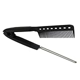 INOOMP V-Förmiger Haarglättungskamm Ergonomischer Griff Tragbare Glättbürste Widerstandsfähig gegen Verformung Haarstyling Werkzeug für Damen Langlebiges Material Schwarz