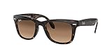 Ray-Ban Unisex Folding Wayfarer Sonnenbrille, Braun (Gestell: Braun (Light Havana) Glas: Braun Verlauf 710/51), 50 mm EU