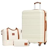 COOLIFE Koffer Set 3 Teilig: Luggage Set Groß 28‘’ + Reisetasche & Kulturtasche | ABS Hartschale, 360° Rollen & TSA-Schloss Für Europa, Kreuzfahrt & Auslandsstudium – Familienurlaub Essentials