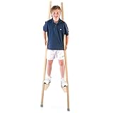 Sport-Thieme Stelzen | Kinderstelzen aus Massivholz | Höhenverstellbar bis 51 cm | Mit Gummikappen | Belastbar bis 90 kg | Ab 4 Jahren | Markenqualität
