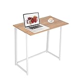 H&H Happy Home Faltbar Tisch Schreibtisch Computertisch klappbar für Homeoffice Büro Arbeitszimmer Metallgestell weiß HWT09-WEI