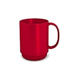 Ornamin Becher mit Henkel 320 ml rot (Modell 510) / Mehrweg-Becher Kunststoff, Kaffeebecher