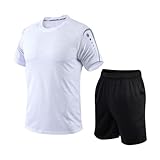 RUMAOZIA Trainingsanzug für Herren Sommer Sportanzug 2 Teiliges Outfit Männer Sweatshirt Atmungsaktiv Sporthose Kurz Freizeitanzug Sport Set Kurzarm T-Shirts + Kurze Hose Sets Jogginganzug