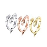 TOFBS 3 Stück Umarmungsringe für Frauen 925 Sterling Silber Ringe Vergoldet Verstellbar Ring Set Freundschaftsringe Modeschmuck Geschenk Frauen Mädchen Schwester Mutter