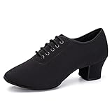 AOQUNFS Tanzschuhe Damen Latein Schnüren Geschlossene Salsa Tango Moderne Jazz Ballsaal Leistung Schuhe Trainingsschuhe,NJB-Schwarz-5-2MD,EU39