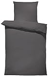 one-home Uni Bettwäsche Einfarbig Mikrofaser Garnituren Bettbezüge Premium Reißverschluss (anthrazit, 2 teilig 135x200 cm)