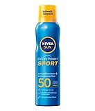 NIVEA SUN UV Dry Protect Sport Sonnenspray LSF 50 (200 ml), 100% transparenter und erfrischender Sonnenschutz, schweißresistentes & extra wasserfestes Sonnenspray