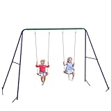 Outsunny Kinderschaukel-Set, Schaukelgestell mit 2 Schaukeln, Schaukelgerüst, Gartenschaukel für Zwei Kinder 3-8 Jahre, Stahl, 2,69 x 1,6 x 1,8 m