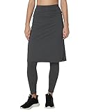 Cityoung Skirted Leggings for Women Dressy Skirt with Leggings Attached Workout Modest Swim Skirts with Capri with Pockets, Volle Länge, Grau, XX-Large