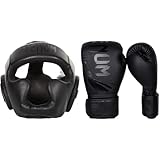 Venum Unisex Baş koruması Challenger 2.0 Kopfschutz, Schwarz/Matt, Einheitsgröße EU & Unisex Challenger 3.0 Boxhandschuhe, Black/Black, 14 Oz EU