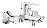 GROHE StartEdge, Badewannenarmatur mit Werkzeug (Duscharmatur für Badewanne, Auto-Umstellung Wanne/Brause, integriertes Rücklaufventil, Metallhebel, S-Anschlüsse, Mischbatterie), chrom, 24198001