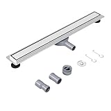 Neodrain Duschrinne 80cm Edelstahl Bodenablauf - 360° Siphon Ablaufrinne Extra Flach mit Geruchsstop Haarsieb Für Bad, Außenbereich