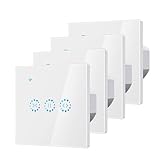Wlan Rolladenschalter, Smart Rolladen Zeitschaltuhr Benötigt Nullleiter, Jalousien Schalter APP Remote & Sprachsteuerung, Rolladensteuerung Kompatibel mit Alexa/Google, 4 Stücke