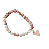 Stretch-Perlenarmband aus Naturstein für Damen, 6mm, Rosa Rhodochrosit, Shoushan-Stein, Yoga-Armband mit Lotusblüten-Charm, Geschenke für Partner und Beste Freunde, 6mm