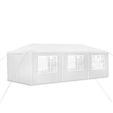 CEEDIR 3x9 m Pavillon Partyzelt Zelt Wasserdicht Festzelt Bierzelt Gartenzelt Outdoor Partyzelt Gartenpavillon UV Schutz mit Seitenteilen und Fenstern Winterfest Camping Zelt Weiß