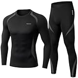 Thermounterwäsche Herren, Skiunterwäsche Winter Thermowäsche Set Funktionsunterwäsche Warm Weich Funktionswäsche atmungsaktiv Thermo Unterwäsche Thermounterhemd Thermounterhose für Männer Grau M