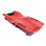 XPOtool Kfz Montageliege 91x42,5x11,5 cm bis 100 kg aus Kunststoff, Rollbrett mit Abnehmbarer Kopfstütze & 2 Werkzeugfächern, Rollliege, Werkstattliege