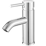 GENBONS Wasserhahn Bad Chrom-Finish Waschtischarmatur Bad Armatur Mischbatterie Waschbeckenarmatur Einhebelmischer Badezimmer