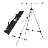 Zite Fishing Brandungsdreibein Ruten-Halter - Aluminium Tripod für 2 Brandungsruten – Teleskop Ruten-Ständer mit Tasche