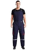 inhzoy Herren Arbeitslatzhose Verstellbare Träger Arbeitsoverall Mit Reflektierend-Streifen Und Vielen Taschen Multifunktion Berufsbekleidung Marineblau M