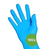 Kemes Nitrilhandschuhe Blau 100 Stück Latexfrei Puderfrei Einweghandschuhe blue Nitril Größe S | M | L | XL (Medium)