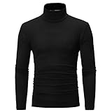 Fahrradtrikot Herren Langarm Winter Col Thermounterwäsche Fussball Thermohemd Gefüttert Thermo Oberteil Sport Langarmshirt Langlaufski Set Schwarz 2XL