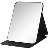Klappbarer Reisespiegel Schminkspiegel – Tragbarer Kosmetikspiegel und Tischspiegel kompakter Spiegel klein für Zuhause und Reisen, mehrfach Einstellbarer Winkel, PU-Leder, Super HD Mirror,21 * 15cm