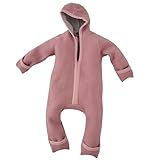 ALAVYA HOME® WALKOVERALL, Baby Wollwalk-Overalls aus Natur 100% Bio-Schurwolle Wollfleece mit Reißverschluss, Walk Woll-Anzug für Kleinkind und Baby - Pastel Rosa 62/68