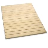 LaJa26 Sauna Bodenmatte 80x60x2 cm - FSC Espenholz - Rollbar - Rutschfest - Verbunden mit einem flexiblem Gummiband - Beständig gegen Wärme und Luftfeuchtigkeit - Fertig montiert - Made in Europe