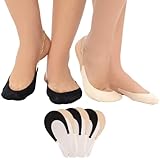 MANZI 6 Paar Zehensocken Füßlinge Damen Unsichtbare Halbe Socken mit Non-Slip TPU Schlinge,3 Paar Schwarz und 3 Paar Hautfarben