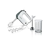 Bosch Handrührer Styline MFQ49700, 5 Stufen, 2 Edelstahl Rührbesen- und Knethaken, Spiralkabel, Mixstab Edelstahl, 850 W, weiß/dark silver