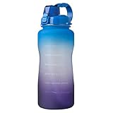 Mingtongli Sport-Wasserflasche 2000ml Outdoor-Trinkflasche Stroh tragbare Reise Teetasse, Blau Lila