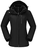 Damen Skijacke 3 in 1 Wanderjacke mit Fleece Wasserdicht Atmungsaktiv Funktionsjacke Winterjacke Winddichte Outdoorjacke mit Abnehmbare Kapuze für Winter Sport