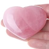 XIANVXI 45mm Rosenquarz-Kristall Herz Groß Heilkristalle Rosa Herz Liebe Kristall Stein Valentinstag Geschenke Natürliche Reiki Edelstein Palm Sorgen Steine für Angst zu lindern