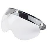 Boxwizard 3 Helmvisier Universelles Druckknopf Winddichtes Sonnenschutz Halbgesicht-Retro Motorradhelm Visier Universal offenes Gesicht Helm Windschutz Motorrad für Motorrad-Helm(Transparent)