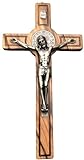 Kruzifix Wandkreuz Benediktus Jesus Korpus Metall Olivenholz 30 cm Kreuz
