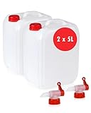 Höfer Chemie 2x5L Wasserkanister Set - BPA-frei & Lebensmittelecht - Ideales Camping Zubehör für Flüssigkeiten - Mit Ablasshahn & Schraubverschluss