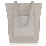 COTTARA® Jutebeutel grau – Hochwertige Stofftasche mit Reißverschluss, Frontfach und breitem Boden – Einkaufstasche lange Henkel – Ideal als Stoffbeutel, Tragetasche, Jutetasche, Shopper