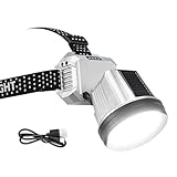 ycezw Wiederaufladbare Stirnlampe, LED-Solar-Scheinwerfer, Bewegungssensor, wasserdicht, IPX5, wiederaufladbar, 6 Beleuchtungsmodi, leichter Scheinwerfer für Camping